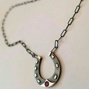 Rachel Quinn Sterling Ruby Stone Necklace